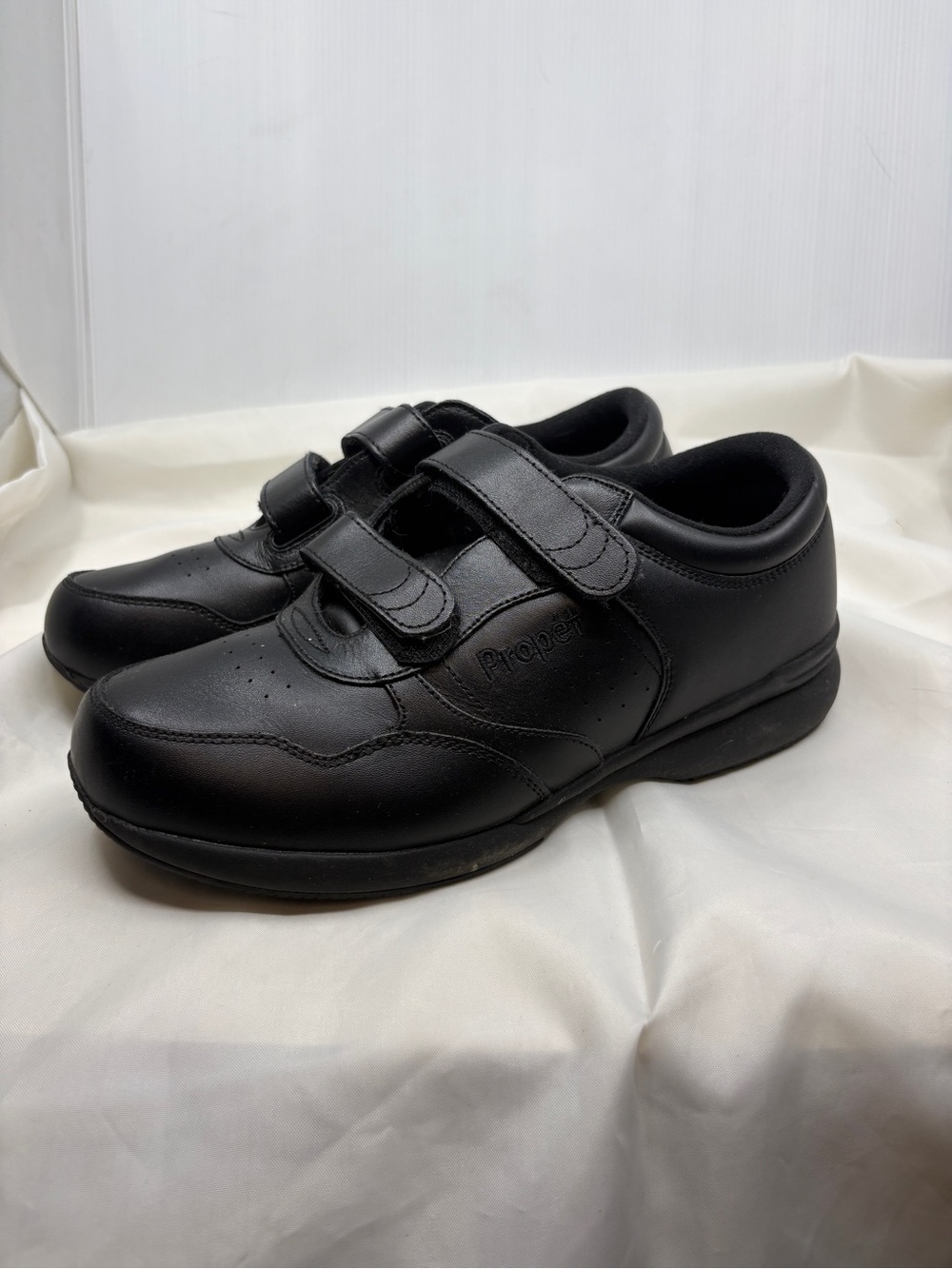 Propet Mens Life Walker Strap M3705 Black Casual Shoes Sneakers Size 9
